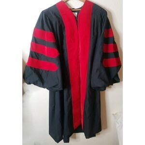 Deluxe Doctoral Graduation Gown - Academic Regalia SIZE 48 RED BLACK